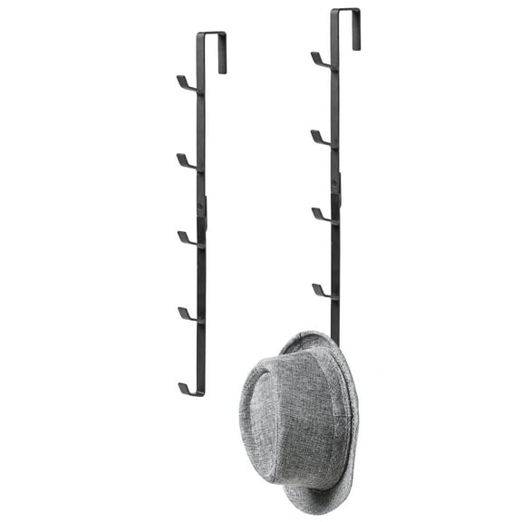 MyGift 2 Piece Over-the-Door Hat Rack in Black, 10 Hooks
