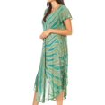 thumbnail image 4 of Sakkas Jonna Women's Short Sleeve Maxi Tie Dye Batik Long Casual Dress - 19338-Green - One Size Plus, 4 of 5