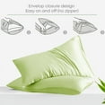 thumbnail image 6 of LINENWALAS Twin XL Sheet Sets, Cooling Sheets, Rayon Derived from Bamboo, Deep Pocket Up to 16", Breathable & Soft Bed Sheets, Luxury Silky Bedding Sheets (Twin XL, Mint Green), 6 of 9