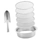 thumbnail image 2 of Juego de tamices reutilizables para jardín con mallas intercambiables para filtrar la tierra. Pala plateada de 5 mallas, 2 of 9