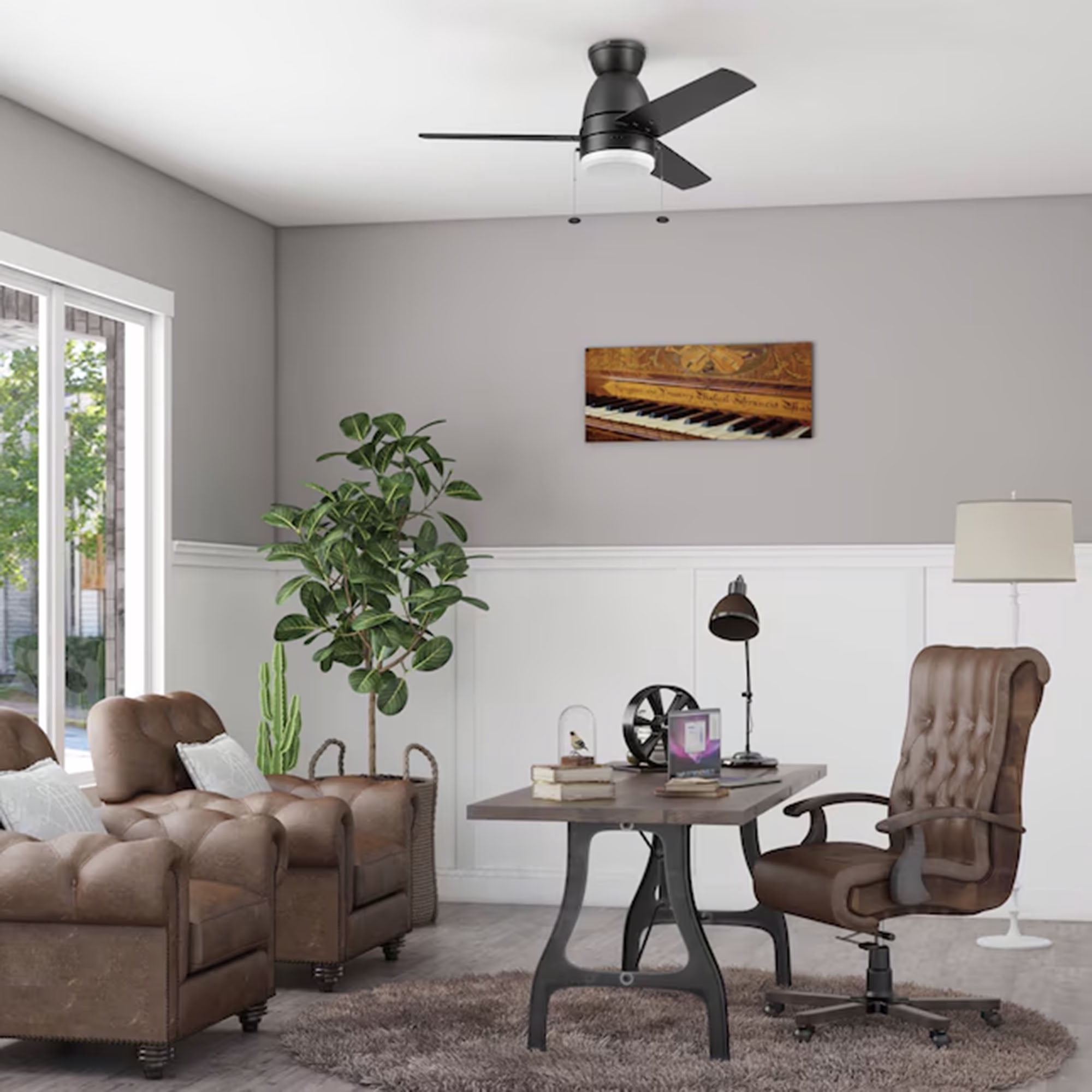 Prominence Home Fawn 44" Ceiling Fan w/Light, Remote, & 3 Blades, Black/Dark Chestnut