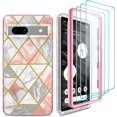 thumbnail image 1 of HAHDAXIA Google Pixel 7a Case, Pixel 7A Case with [3X Tempered Glass Screen Protector], Hard PC Bumper + SOFE TPU Shockproof Armor Impact Resistance Hybrid Marble Colorful Case for Google Pix, 1 of 7