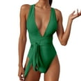 thumbnail image 1 of LUOGENLI 1-Piece Swimsuit Women Tummy Control Plus Size Women One Shoulder Swimsuit Bikini Swimsuit Irregular Solid Color Monokinis Swimsuit Green Size L, 1 of 5