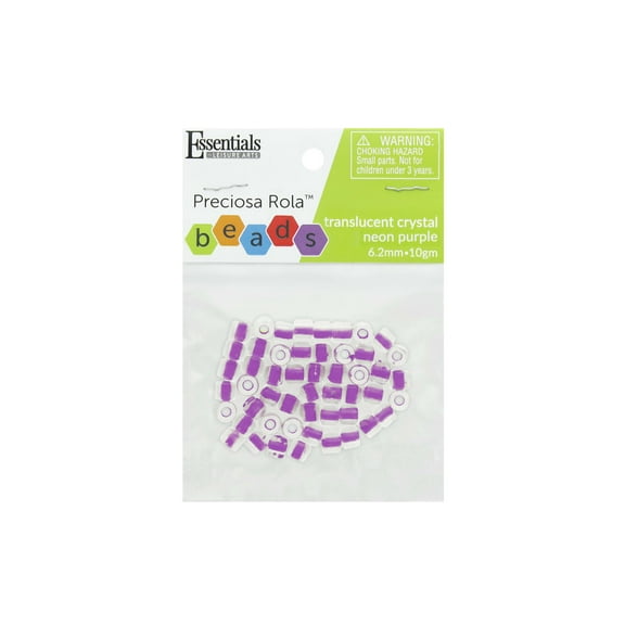 Essentials by Leisure Arts Czech Rola Bead Translucent Crystal Neon Purple 6.2mm 10gm – Czech Glass Beads for Jewelry Making, Czech Beads for DIY Bracelets, Necklaces, and Craft Projects