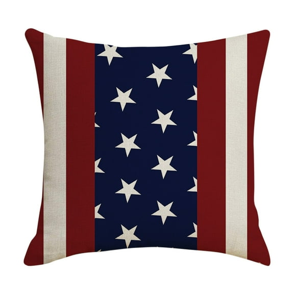 Bless Our Home America Stars Throw Pillow Covers, 18 x 18 Inch 4th of July Patriotic USA Flag Cushion Case for Sofa Couch, Independence Memorial Day