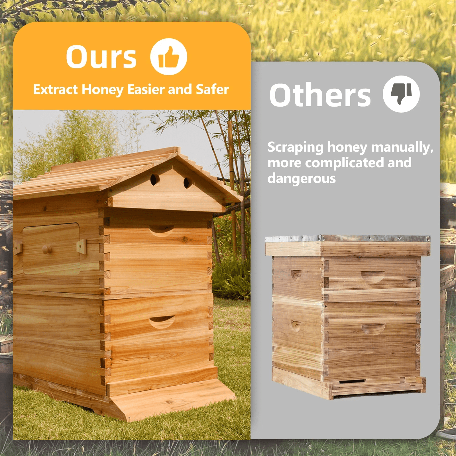 BEE-HIVE フライヤー AUSHIVE Bee Hive Self-Flowing Honey Design Cedar Wood