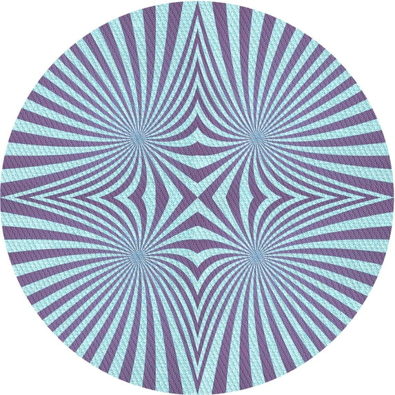 Ahgly Company Indoor Round Patterned Blue Lagoon Blue Area Rugs, 4' Round