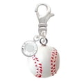 thumbnail image 2 of Delight Jewelry Resin 1/2" Baseball - Silvertone Clip on Charm with Clear Crystal Drop, 2 of 4