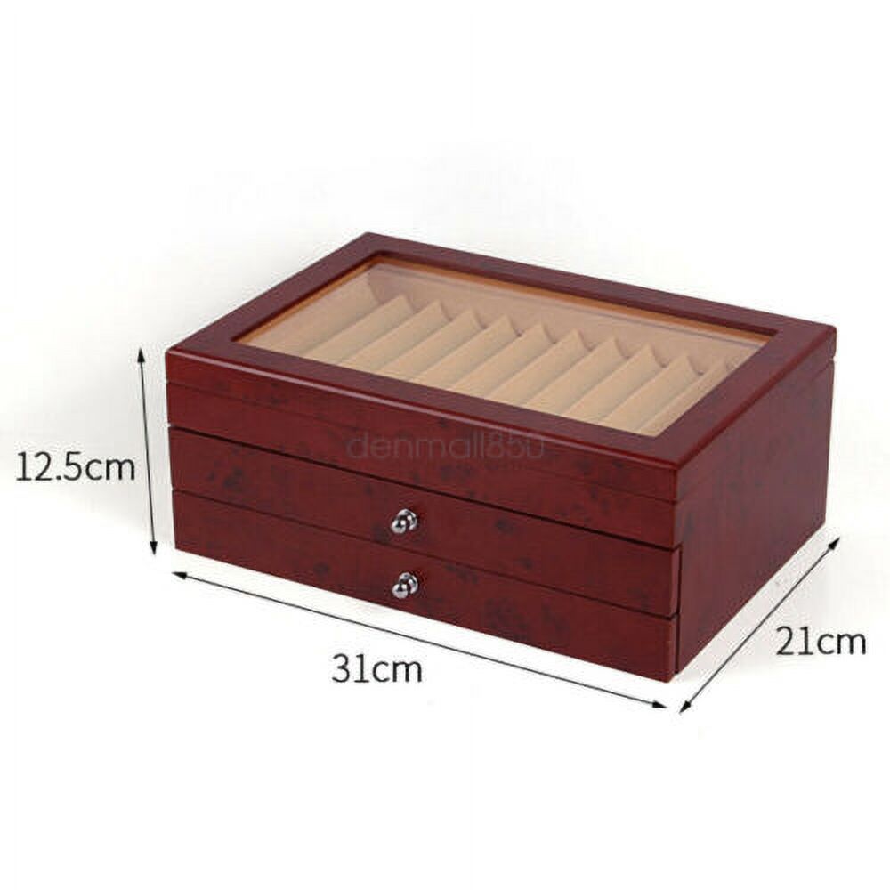 3 Layer 34 Slot Fountain Pen Display box wood Collector Storage Organizer Case