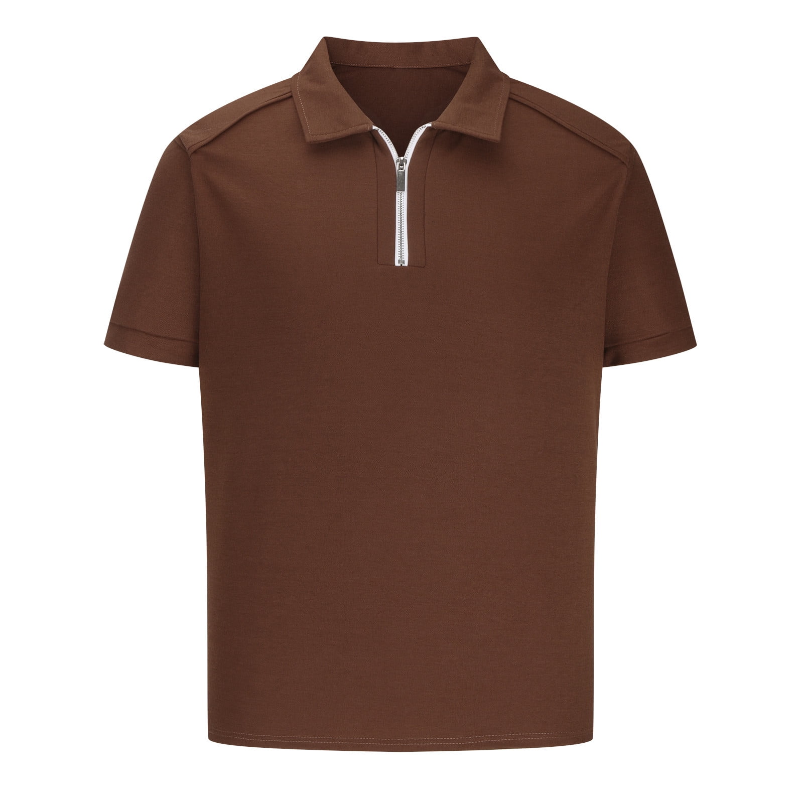 YYDGH Men's Casual Slim Fit Short Sleeve Zipper Polo Shirts in Brown XXXL - Walmart.com YYDGH Men's Casual Slim Fit Short Sleeve Zipper Polo Shirts in Brown XXXL - Walmart.com