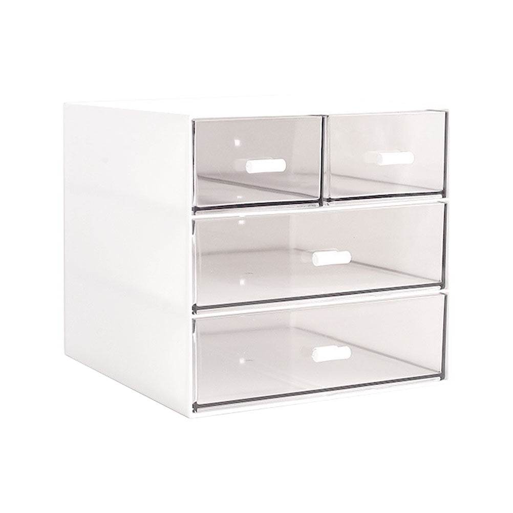 Milisten White Desktop Organizer with Drawer PP Storage Box for Stationery Office and Home Organization