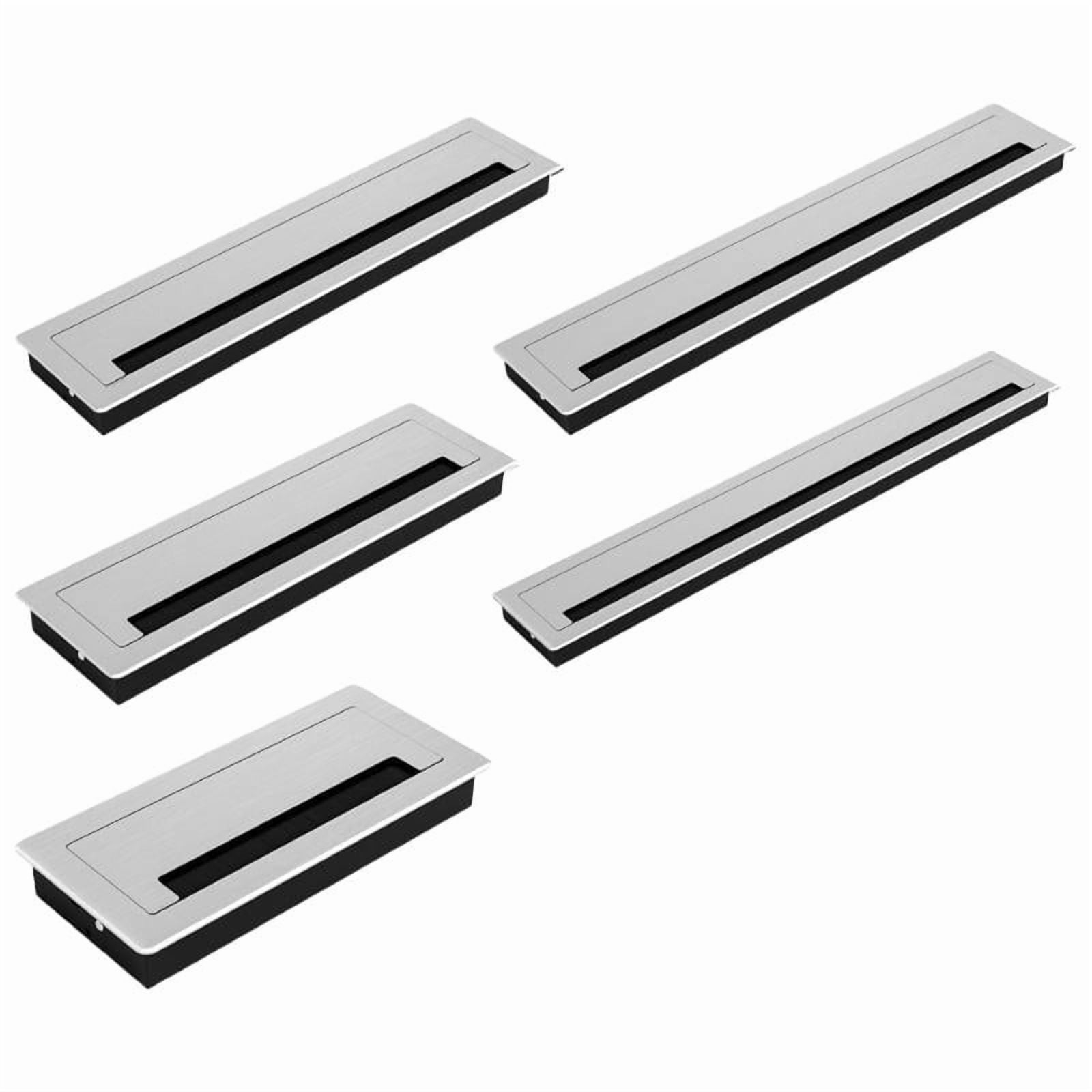 Aluminum Desk Cable Management Grommets with Brush Rectangular Metal Cord Hole Cover Upgrades for Office Computer Table