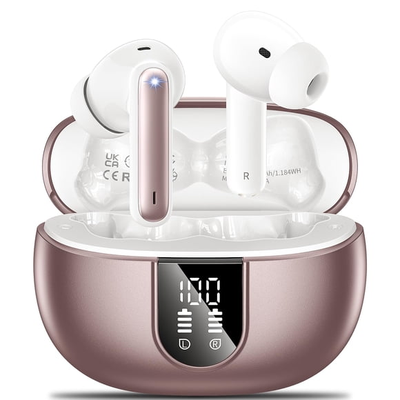 Auriculares Inalámbricos, 2024 Auriculares Inalámbricos Auriculares Estéreo HiFi con 4 Micrófonos con Cancelación de Ruido ENC, Auriculares Intrauditivos con Tiempo de Reproducción de 42 Horas, Auricu
