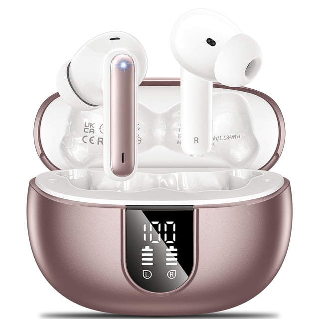Auriculares Inalámbricos, 2024 Auriculares Inalámbricos Auriculares Estéreo HiFi con 4 Micrófonos con Cancelación de Ruido ENC, Auriculares Intrauditivos con Tiempo de Reproducción de 42 Horas, Auricu