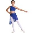 thumbnail image 6 of iiniim Girls Lyrical Dance Shiny Rhinestones Crop Top with Skirted Leotard 2-Piece Ballet Dance Outfits Blue 8, 6 of 7
