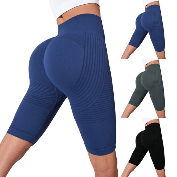 Women's High Waist Workout Shorts for Gym and Running Soft Breathable Knee Length Compression Biker Style Activewear