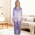 thumbnail image 4 of Girls Satin Pajamas Valentine Pjs Long Sleeve Bow Print Button Down Shirt Boys 7-8 Years Pajamas, 4 of 4