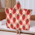 thumbnail image 5 of Strawberry Plants Fruit Flower Pink Pattern Hooded Bath Towel，60"x35" for Ages 3 To 12 Kids, Quick Dry Lightweight Soft Microfiber Hood Beach Towel Cover Up for Kids, 5 of 7