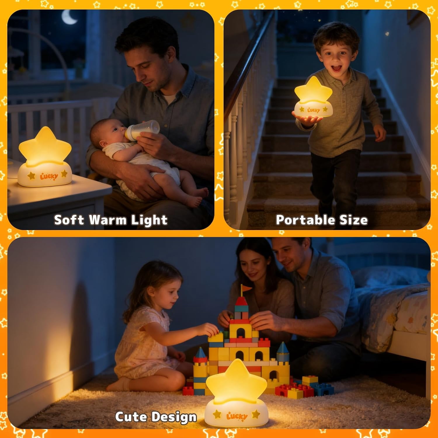 Star Night Light for Kids Toddler Baby, Squishy Silicone Touch Lamp with 3 Levels Brightness, Rechargeable Portable Bedside Light with Timer Off, Gifts for Boys Girls