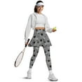 thumbnail image 5 of COEQINE Gym Yoga Skirted Legging for Women High Waist Fashion Pleated Athletic Tennis Skirt Hearts and Paw Prints Gray Pattern Soft Full Length Golf Pants with Pockets, M, 5 of 7