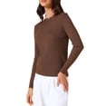 thumbnail image 4 of Suéteres de manga larga con cuello barco para mujer INSPIRE CHIC, tops de punto casuales, color café, 4 of 6
