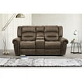 thumbnail image 2 of Lexicon Creighton Microfiber 2-Piece Manual Reclining Sofa Set in Brown, 2 of 15