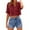 Wine, variant on Women's Fashionable Summer Plus Size Tops Cotton Linen Crop Short Sleeve Shirts and Beach Vacation & Workout Casual Tshirts