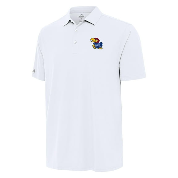 Men's Antigua White Kansas Jayhawks Era Polo