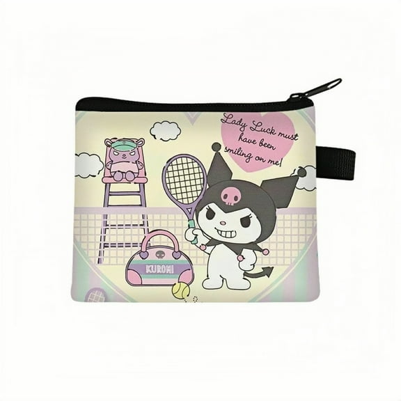 2-Pack Kuromi Kawaii Anime Mini Wallet Set - Zippered Coin Purse & Polyester Card Holder