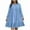 Blue, variant on Womens Plus Size A-Line Dress Ruffle Hem Knee Length Dress Fall Casual Long Sleeve Crewneck Cute Dresses