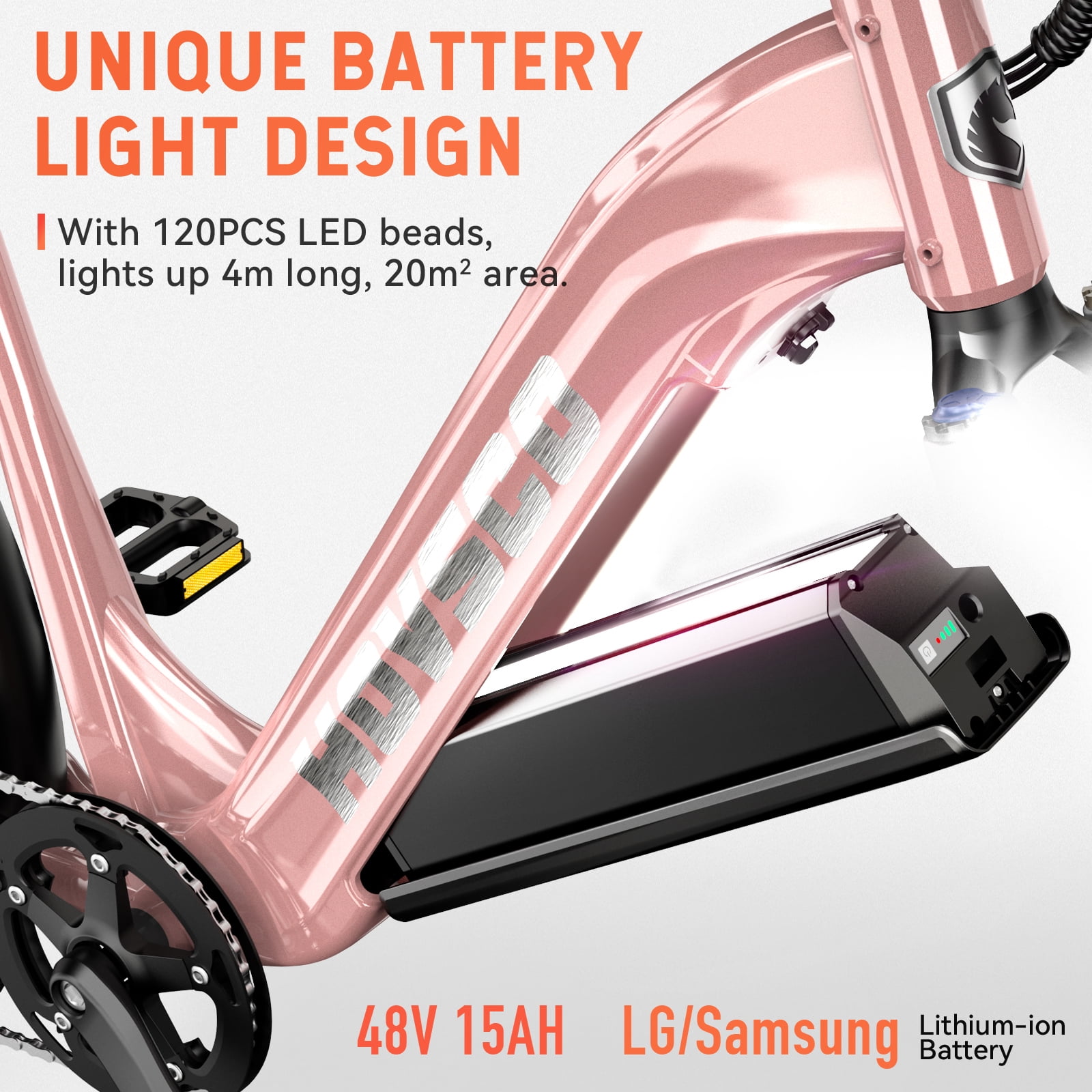 HOVSCO Electric Bike, 500W Peak Motor 20mph, 48V/15Ah, E-Mountain bicycle for Women, UL2849, APP Control