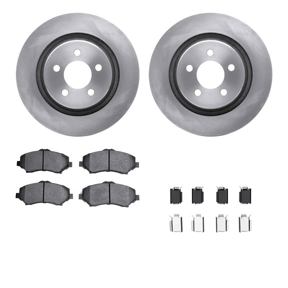 Dynamic Friction Company Front Brake Rotors with Heavy Duty Brake Pads includes Hardware 6212-42156