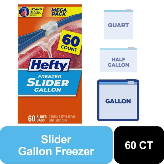 Hefty Slider Freezer Gallon Bags (Choose Your Count)