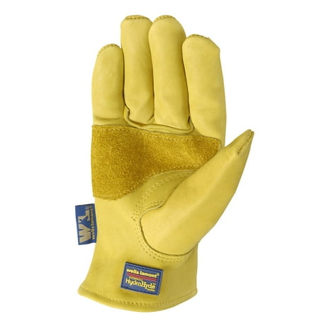 Medium Leather Glove - Wells Lamont HydraHyde Mens Saddletan Grain Cowhide Glove M