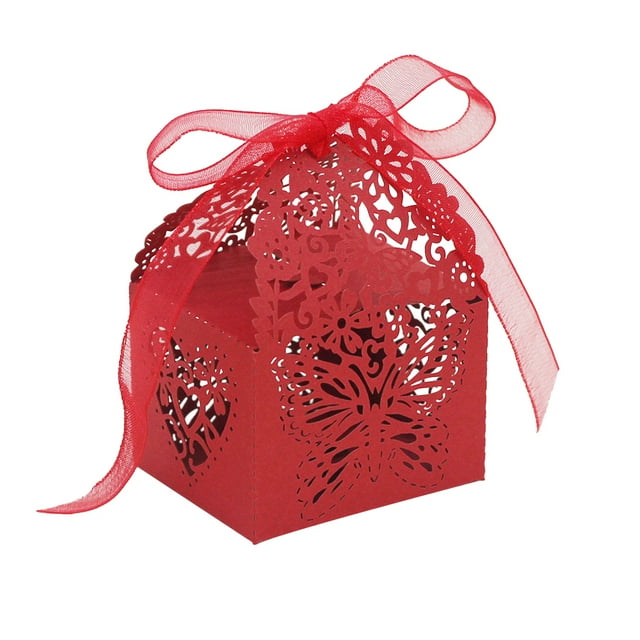 50 Piezas Boda Mariposa / Pareja Corte Favor de Cajas de para Dulces BLESIY Caja de regalo