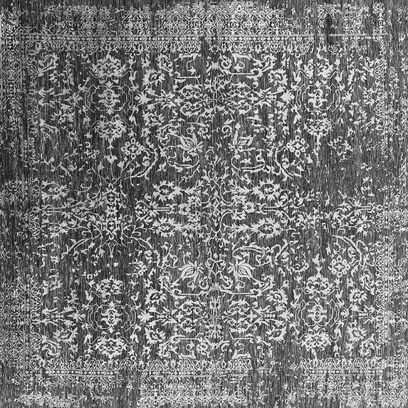 Ahgly Company Indoor Square Oriental Gray Industrial Area Rugs, 6' Square