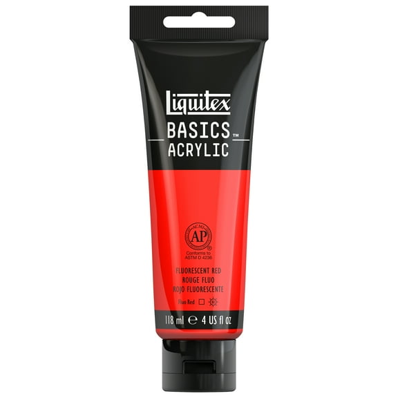Liquitex BASICS Acrylic Color, 4 oz. Tube, Fluorescent Red