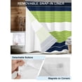 thumbnail image 3 of No Hook Cloth Fabric Shower Curtain with Snap in Liner, Navy Blue Green Stripe Waterproof Shower Curtains Set with See Through Top Window, Modern Art Horizontal Striped Bath Curtains Shower 72"x84", 3 of 6