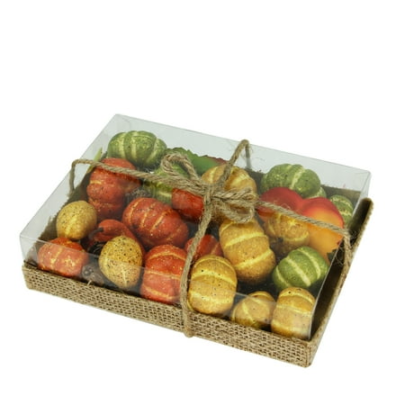 - Autumn Harvest Pumpkins, Fall Leaves and Pinecones Bowl or Vase Filler Decorations