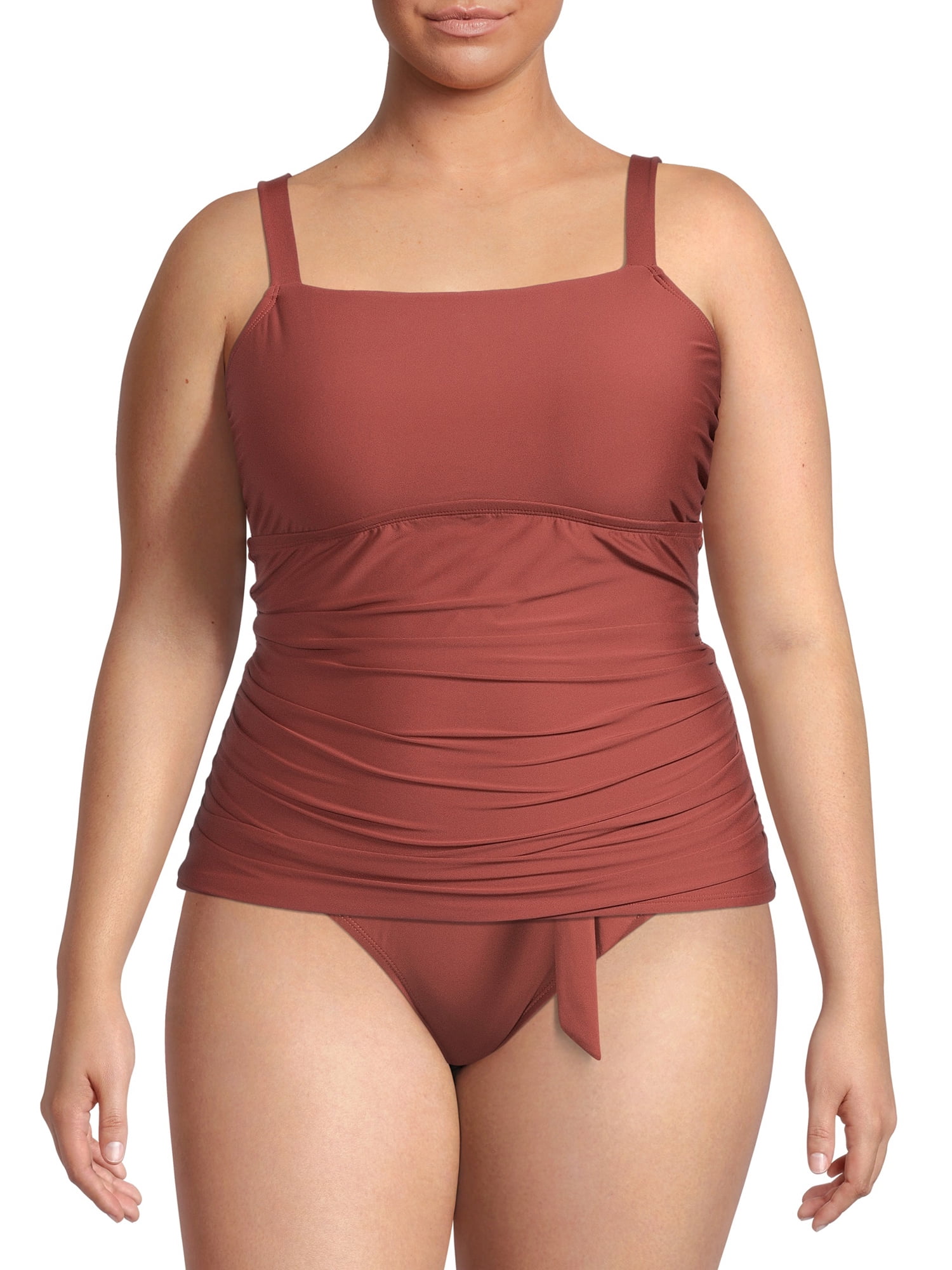 Social Angel Women's Plus Ruched Tankini Swimsuit Top - Walmart.com
