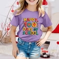 thumbnail image 2 of PMVFHDE Hauts Courts pour Fille Garçon et Fille Mode Décontractée Imprimé Col Rond Manches Courtes T-Shirt Violet, 10-11 Ans, 2 of 4