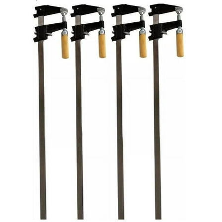 Set of 4 pc 18" Steel Bar Clamps 2.5" Throat Depth Heavy Duty Wood Handle Woodworking Tools