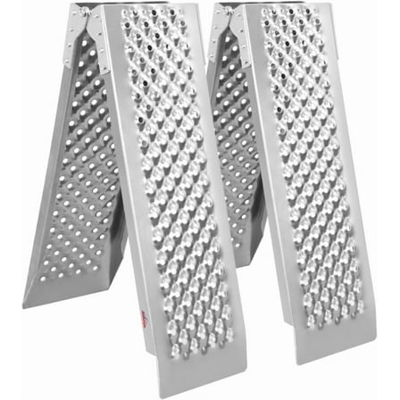 Ruedamann 5FT 2Pcs Aluminum Shed Ramp, 9.4" W Folding Powersports Loading Ramp, 880Lba/PR Capacity, Riding Lawn Mower, Ebike, ATV, UTV, Dirt Bike, Motorcycle Ramp for Pickup Truck Trailers Bed Shed