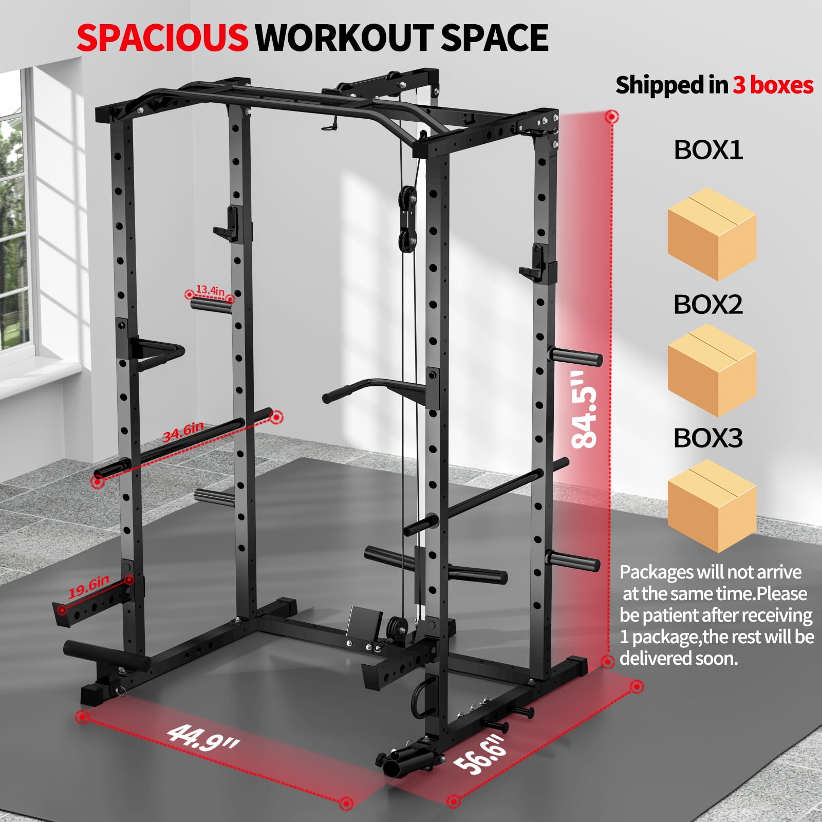 BOGYKIK 2000 lbs Heavy Duty Power Rack with Cable Crossover System, H30 Pro Power Cage with Independent Dual Pulleys, LAT Pulldown & 20+ Attachments for Home Gym