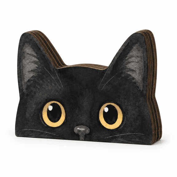 Vintage Halloween Decor Indoor, Retro Wooden Block for Shelf Decor, Black Cat Halloween Decor, 90s Halloween Decorations, Housewarming Gift