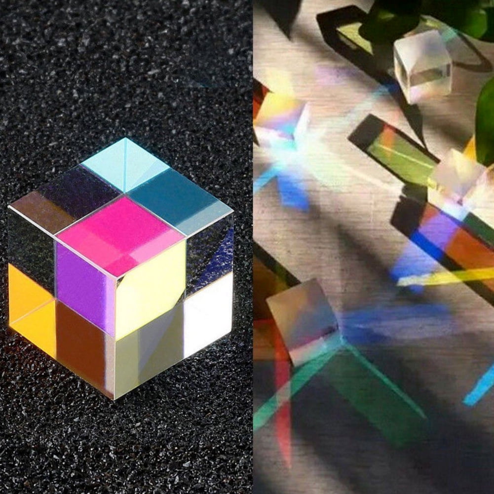 1.5cm Cube Defective Cross Dichroic Prism RGB Combiner Splitter Glass Decor 