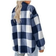 thumbnail image 4 of HTNBOPlus Size Plaid Jacket Casual Fall Winter Lapel Shacket Coats Fashion, 4 of 5