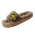 thumbnail image 3 of Women's Plush Slippers Slip on Slippers Winter Slippers Cartoon Cute Home Slippers Warm House Slippers Furry Home Shoes for Indoor Outdoor Khaki 40, 3 of 8