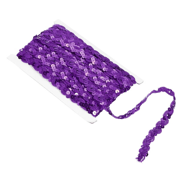 Uxcell Cinta de Flecos de Lentejuelas de 11 Yardas 0.6 pulgadas, Cinta de Paillette para Manualidades de Costura de Disfraces, Púrpura Oscuro