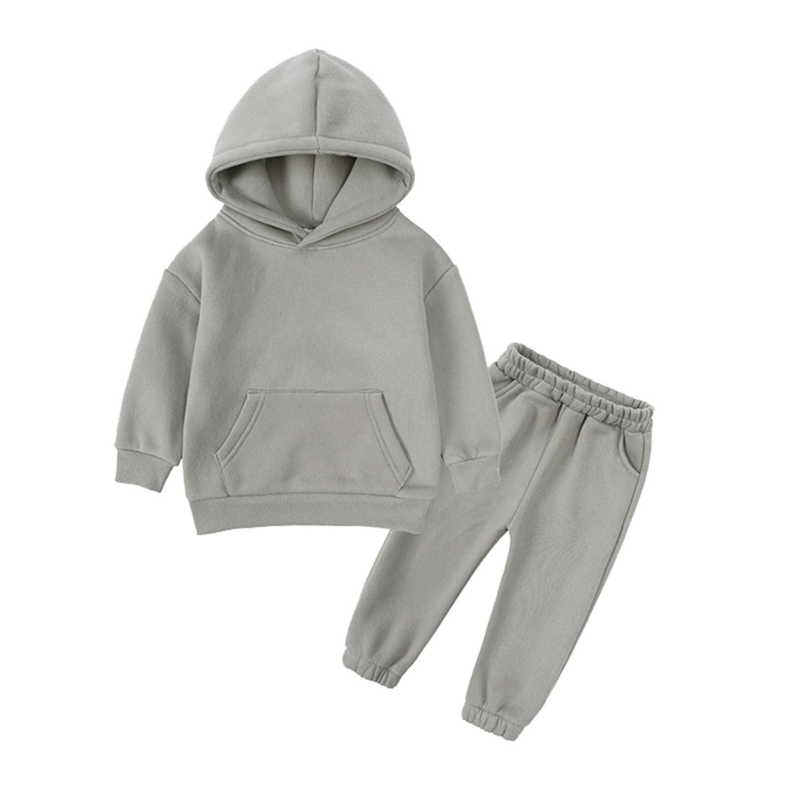 TJAZFJPA Boy Baby Clothes Summer Toddler Kids Baby Boy Girl Clothes Unisex Solid Sweatsuit Long Sleeve Warm Hooded Pullover Tops Pants Set Outfits